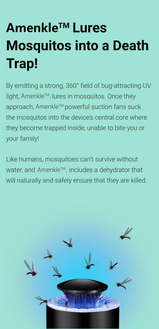 Mosquitoes Eliminator For Indoor And Outdoor With LED Light, Noiseless And Nontoxic