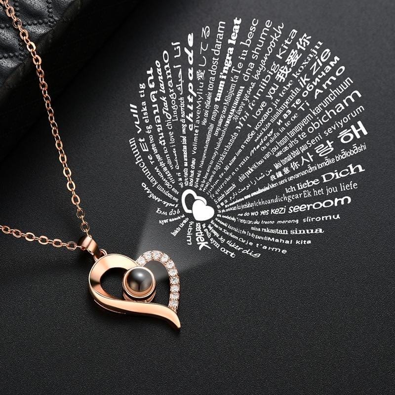 I Love You Roses Bloom Necklace in 100 Languages Gift Set